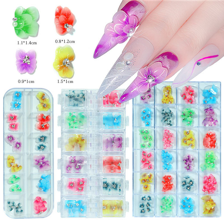 Nail Tickers Rhinestone ပန်းများ