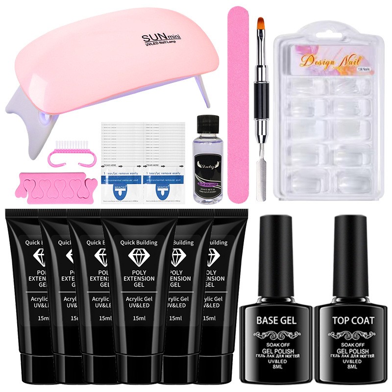 Mini Nail Lamp ပါသော Poly Extension Gel Nail Kit