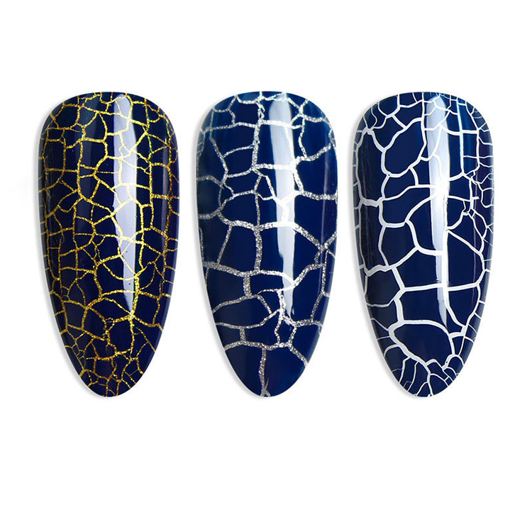Sliver နှင့်ရွှေ Primer Crack Gel Polish
